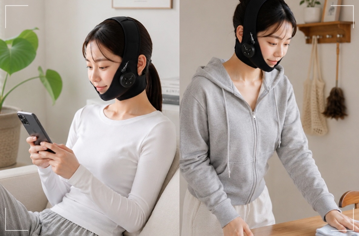 오마이페이스로 하루 10분 광경근 운동을 하는 모습